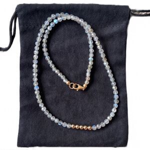 STERLING SILVER 925 BEADED LIGHT BLUE NECKLACE 18”